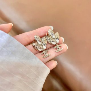 CHANEL Butterfly Bloom CC Drop Earrings