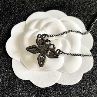 Chanel Crystal Bow Pendant Necklace