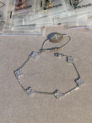 Van Cleef & Arpels Alhambra Mini 6-Motif Bracelet in Purple Chalcedony