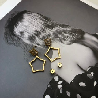 Fendi Stella FF Geometric Star Drop Earrings