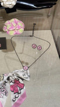 CHANEL Pink Enamel CC Medallion Pendant Necklace