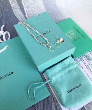 Tiffany Heart Tag Double Charm Necklace – Elegant Luxury Jewelry