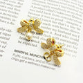 Dior Crystal Butterfly Pearl Drop Stud Earrings