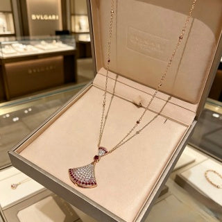 Bvlgari Pink Gem Fan Pendant Necklace – Elegant Luxury Jewelry