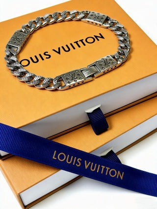 Louis Vuitton Monogram Engraved Link Chain Bracelet